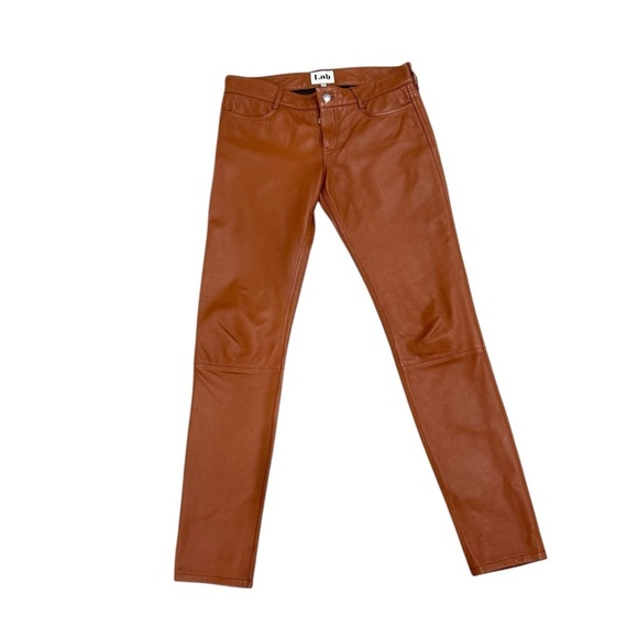 Lab 100% lamb leather lined caramel Brown Skinny Pants size Eu 38/6 - Picture 1 of 8